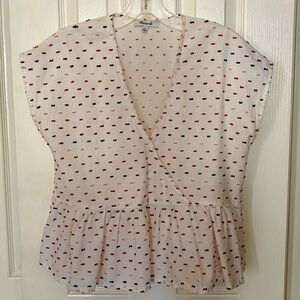 Madewell Peplum Crossover Top in Rainbow Clip dot - Size Medium
